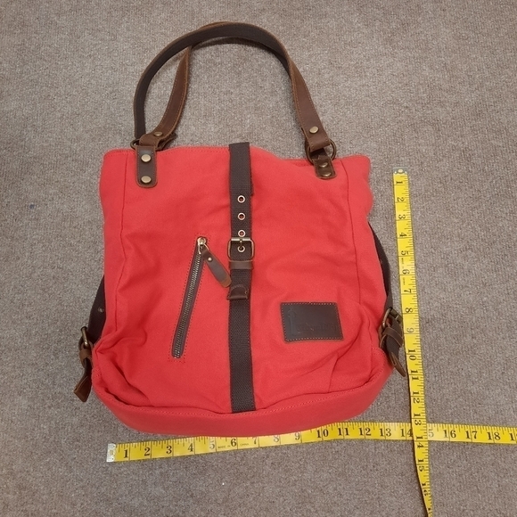 Red Shoulder Bag with Brown Accents - Picture 10 of 10